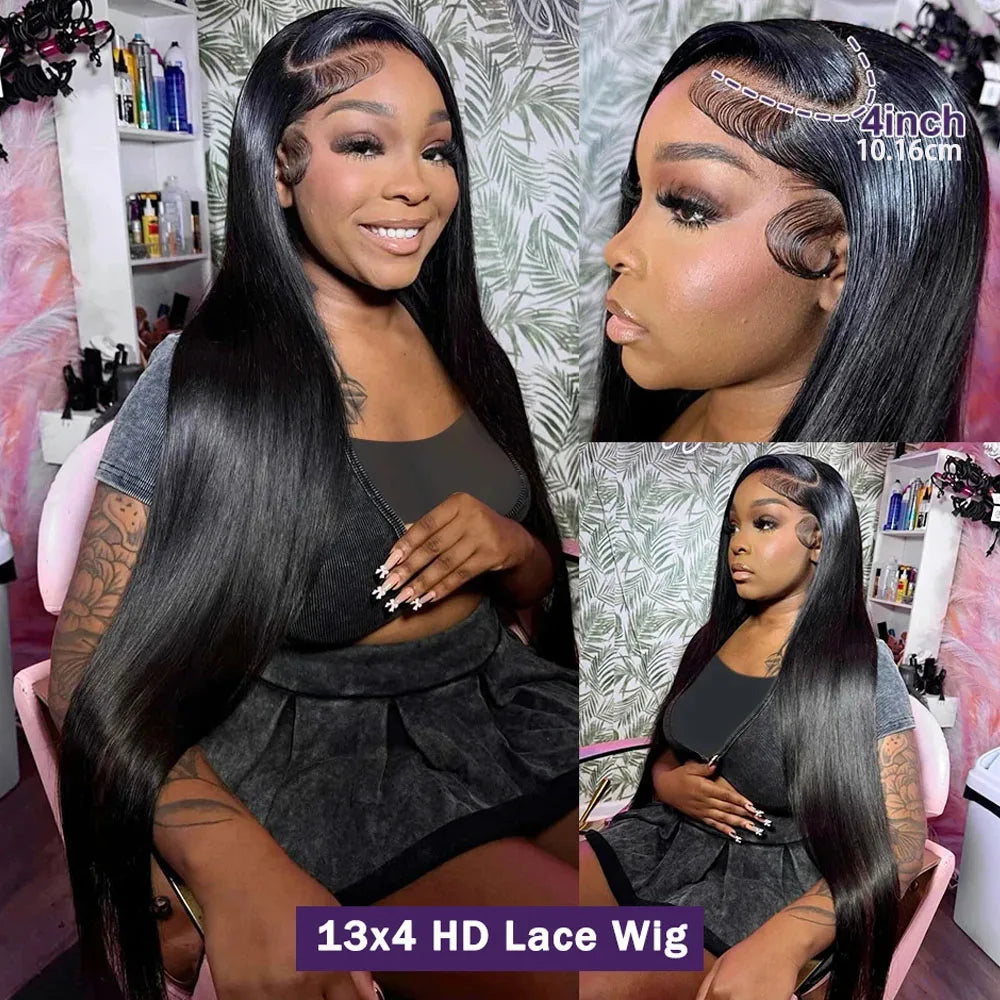 The Gloss Straight HD Lace Front Wig 100% Brazilian Virgin Human Hair
