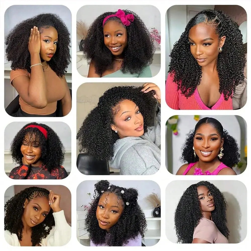 The Coil 3-in-1 Jerry Curly Headband & Half Wig 100% Brazilian Remy Human Hair