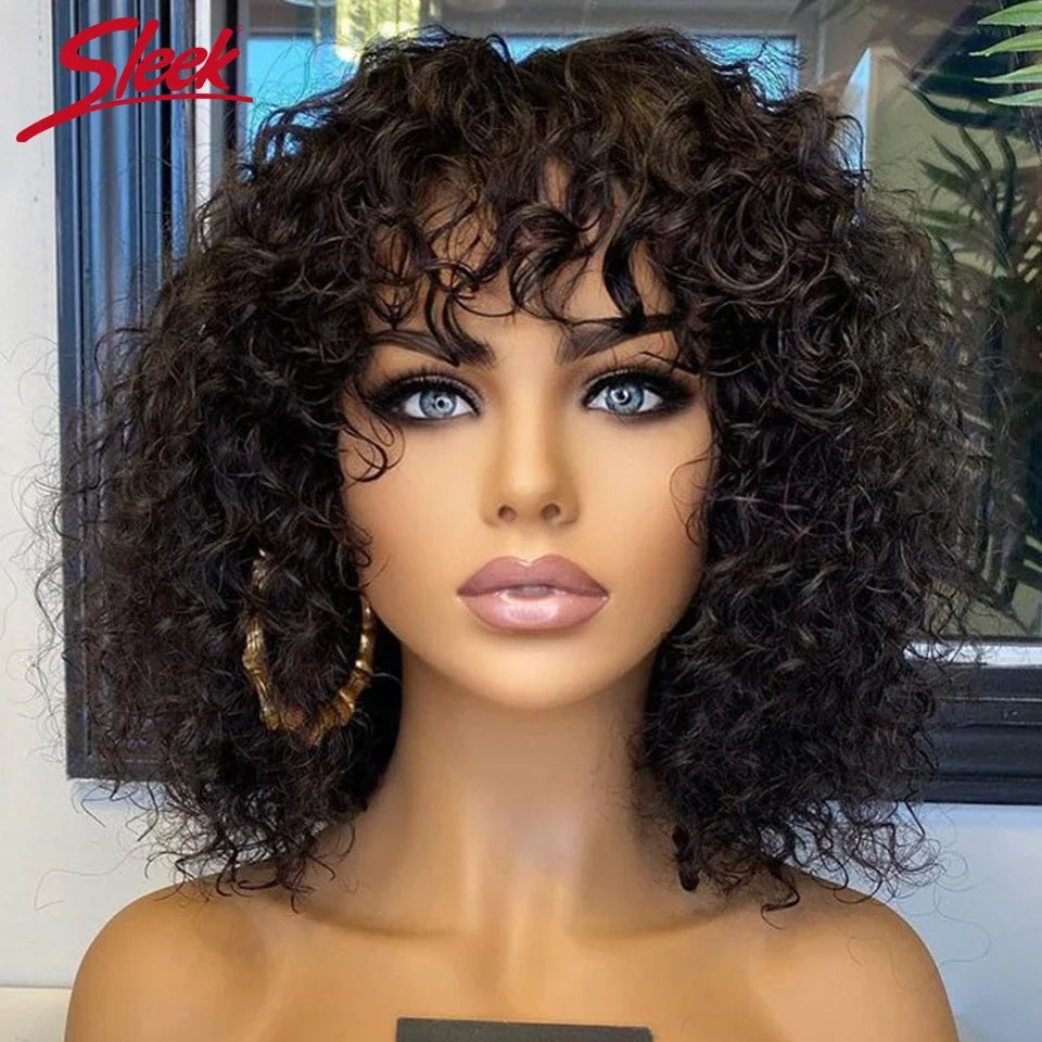 The Whimsy Short Pixie Bob Jerry Curly Highlight Human Hair Wig