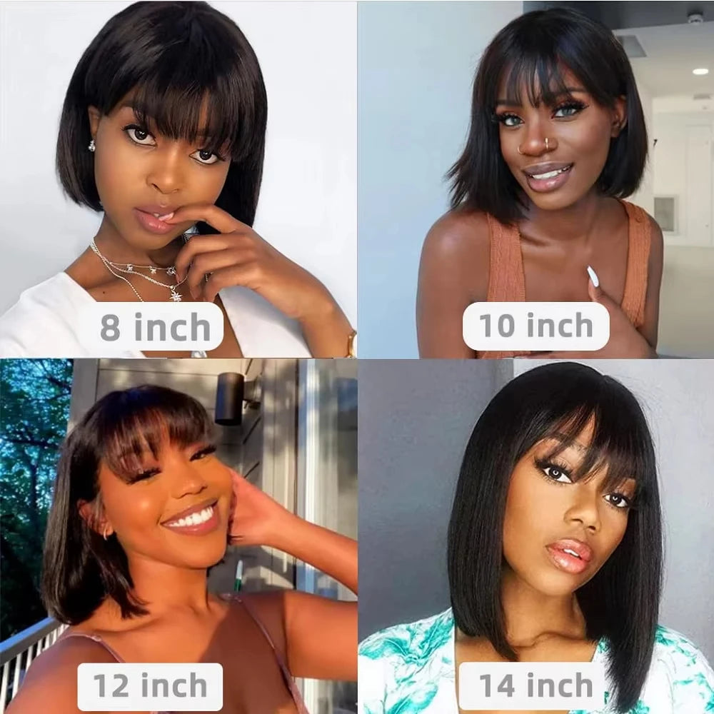 The Noir Short Straight Full Machine Human Hair Bob Wig