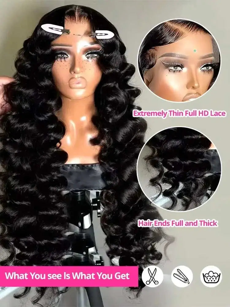 The Cascade 40–42 Inch Loose Deep Wave HD Lace Front Wig