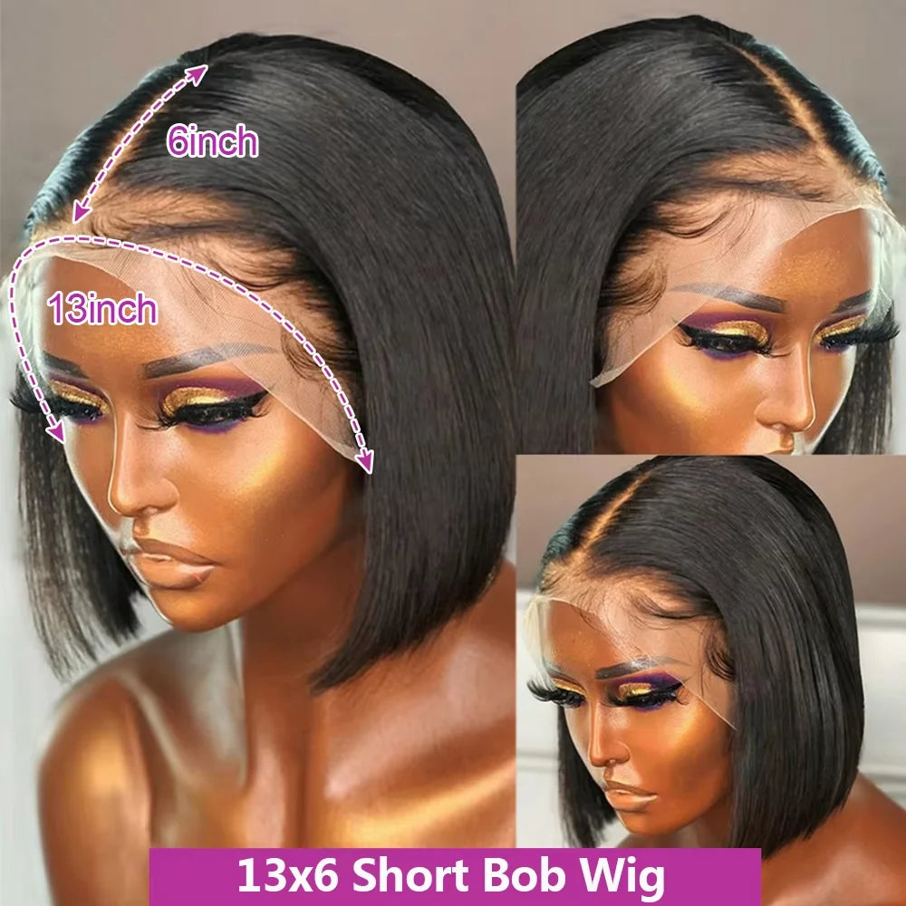 The Lux Straight 250% Density Short Bob HD Lace Front Wig
