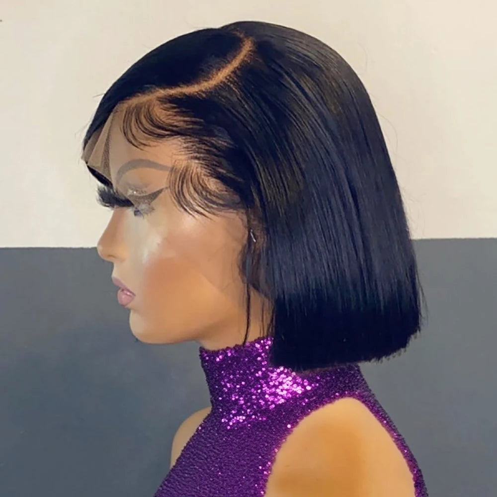 The Petal Glueless Bone Straight Short Bob HD Lace Front Wig