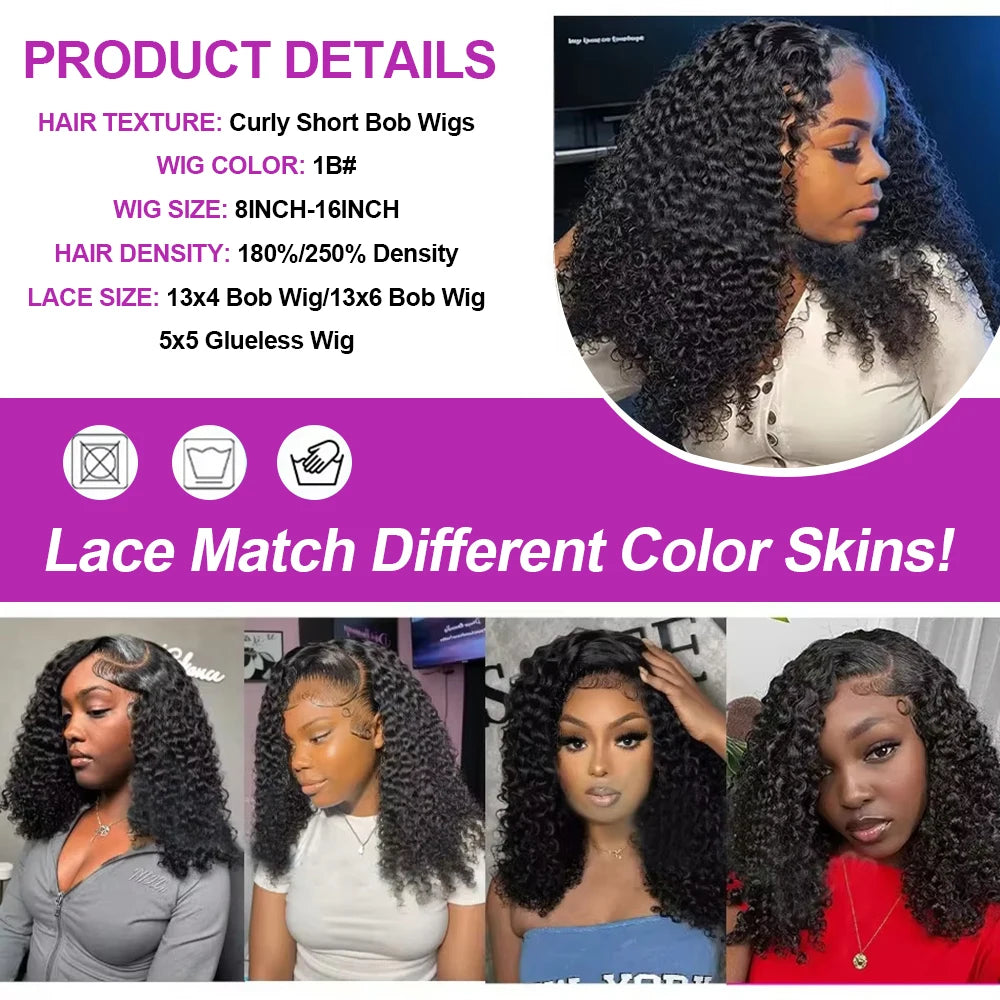 The Ripple Glueless Curly Short Bob Deep Water Wave HD Lace Front Wig