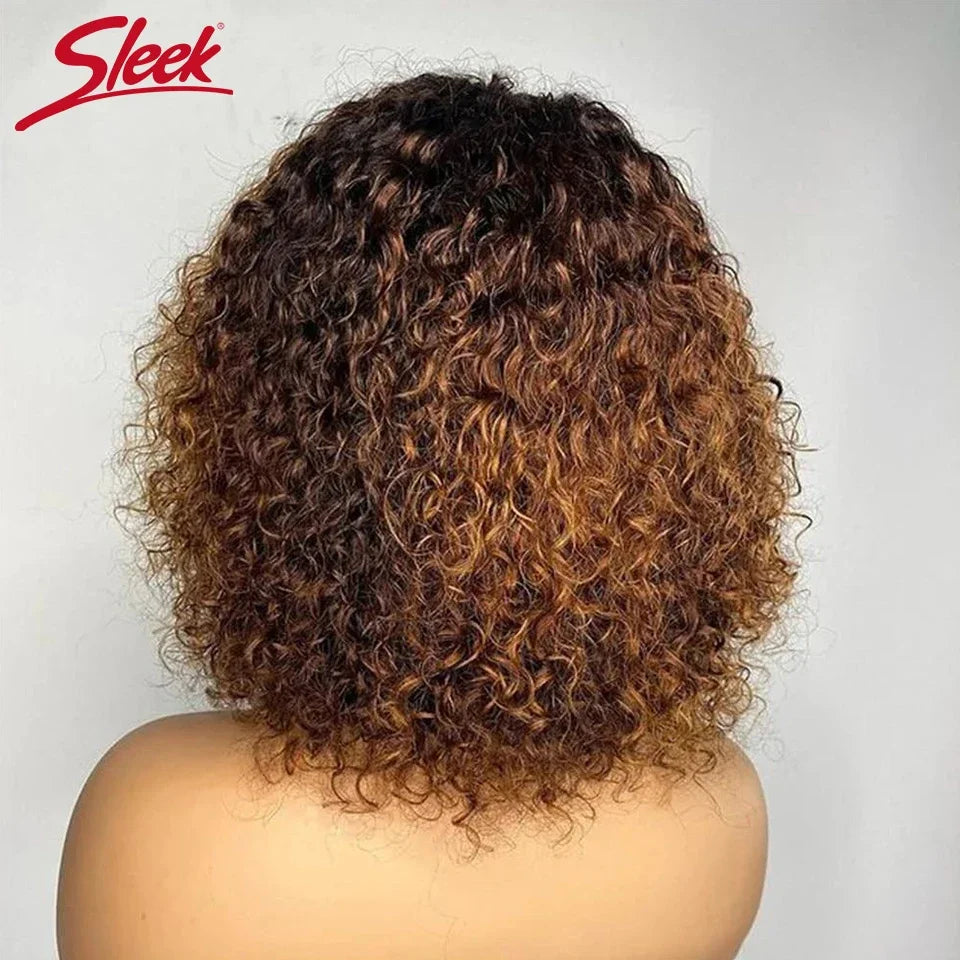 The Whimsy Short Pixie Bob Jerry Curly Highlight Human Hair Wig