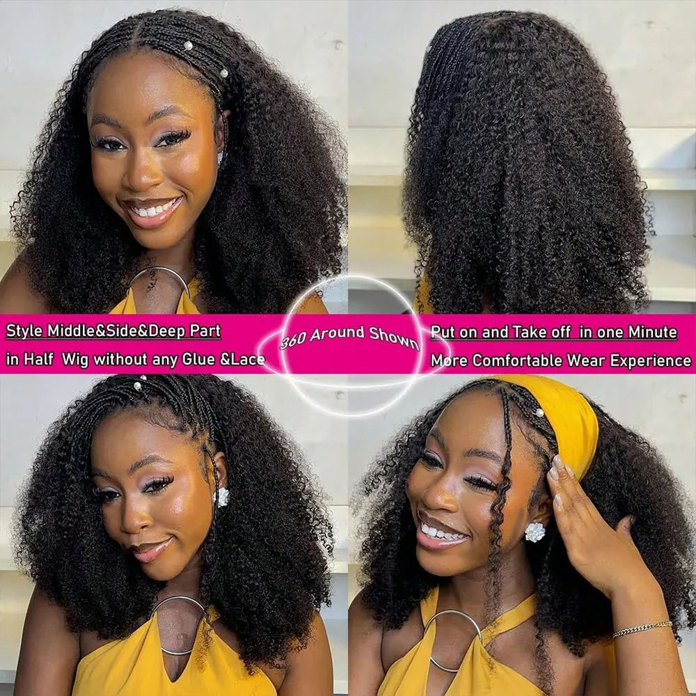 The Coil 3-in-1 Jerry Curly Headband & Half Wig 100% Brazilian Remy Human Hair