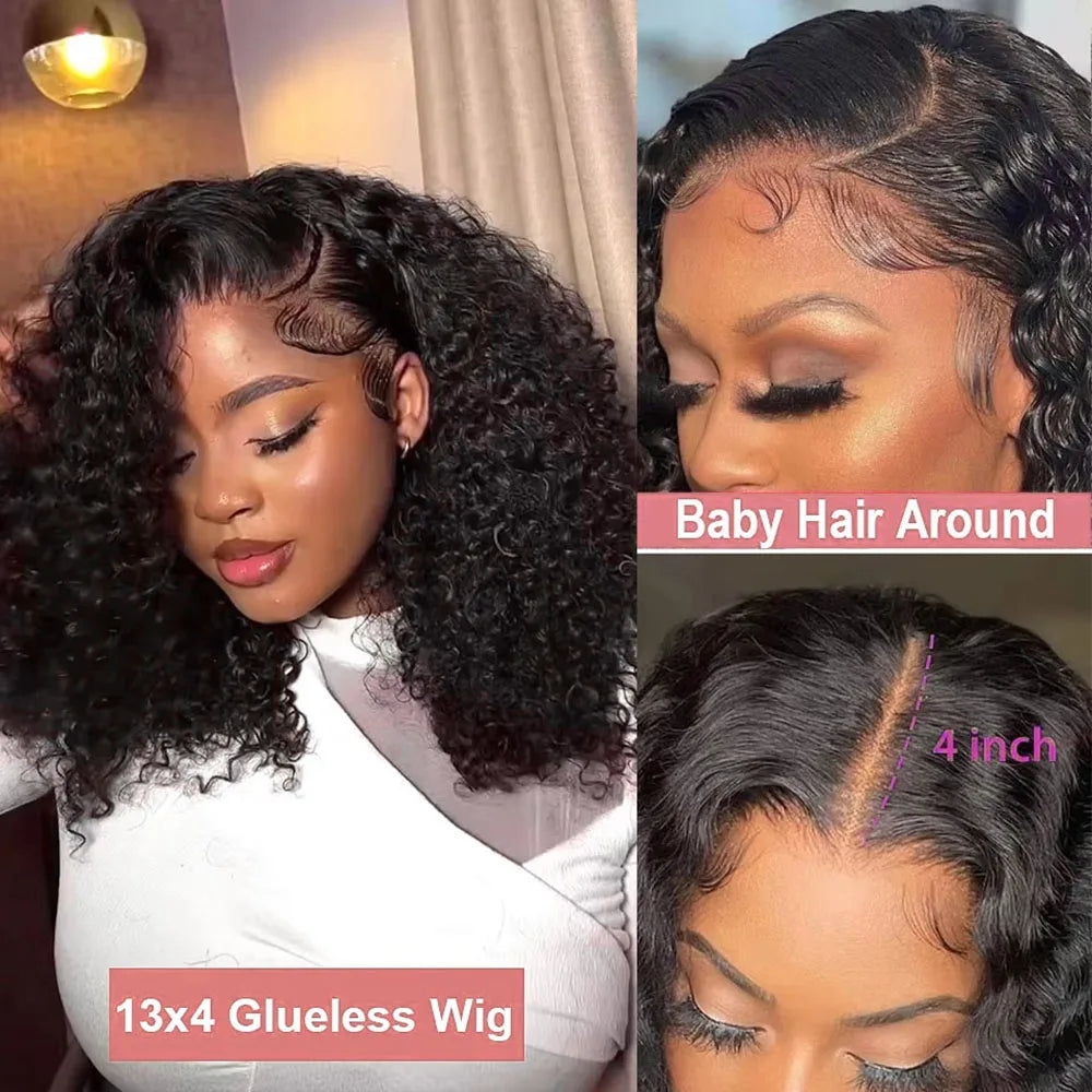 The Dew Short Curly Deep Water Wave HD Lace Front Bob Wig