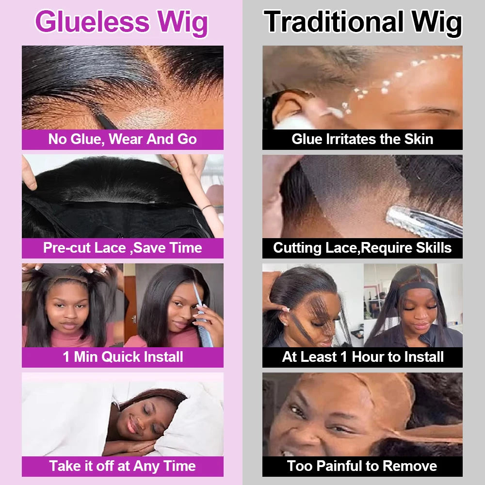 The Petal Glueless Bone Straight Short Bob HD Lace Front Wig