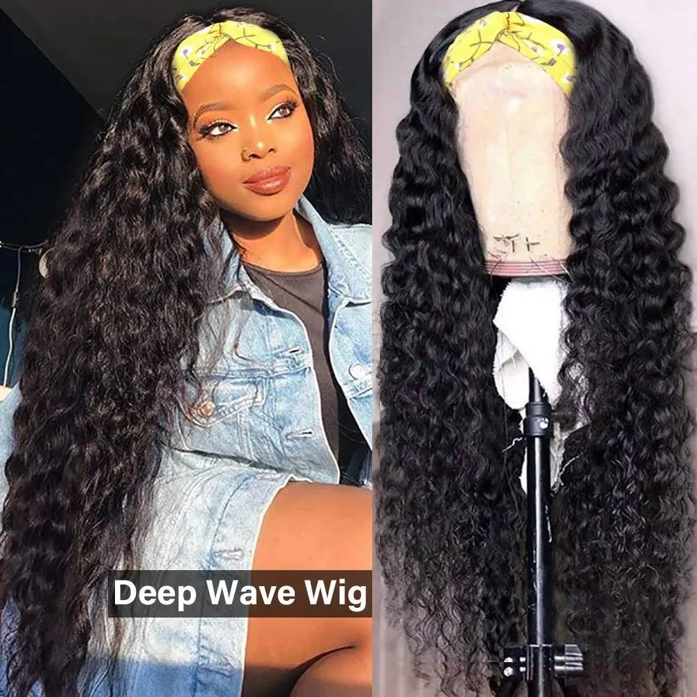 The Coil 3-in-1 Jerry Curly Headband & Half Wig 100% Brazilian Remy Human Hair