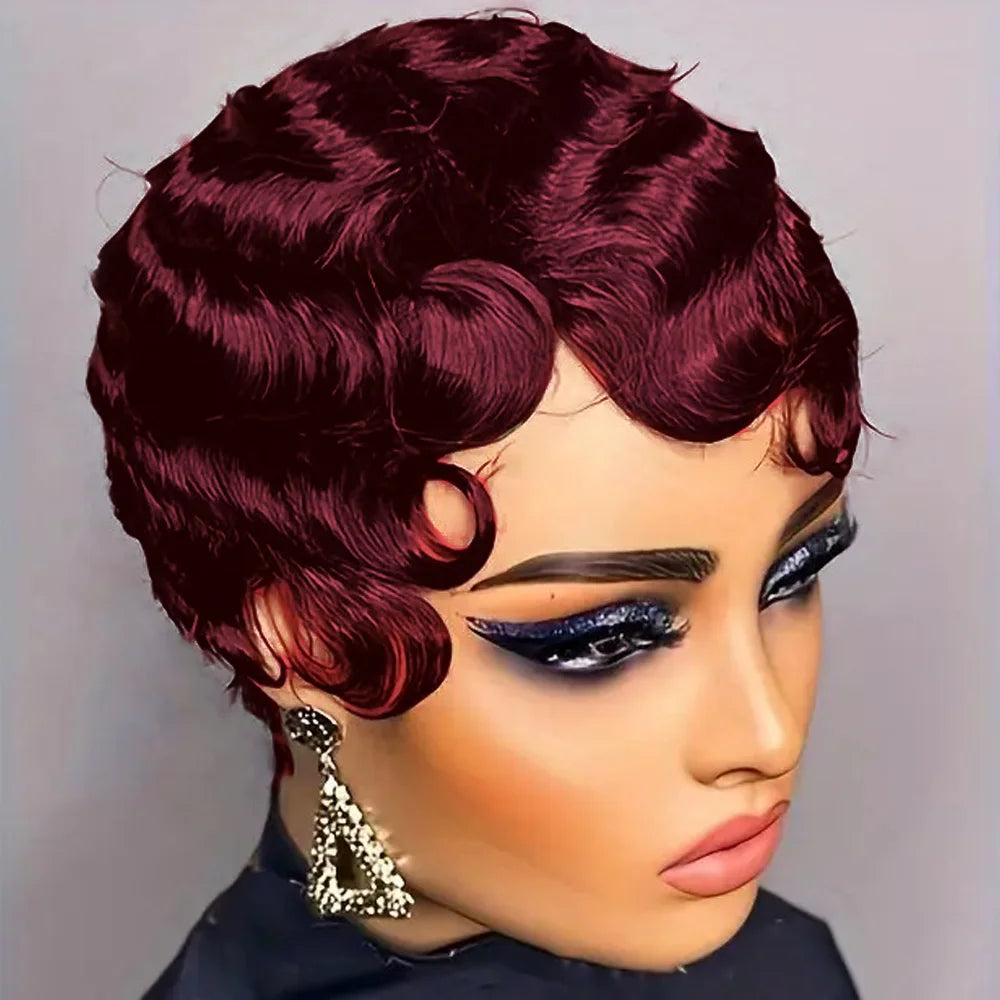 The Vibe Short Finger Wave Ocean Wave Pixie Cut Human Hair Wig