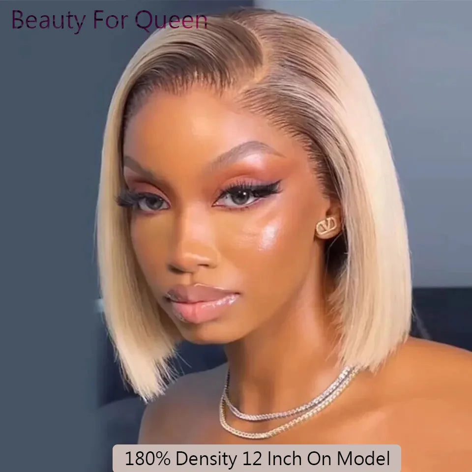 The Dusk Ombre Blonde Dark Root Short Bob HD Lace Front Wig