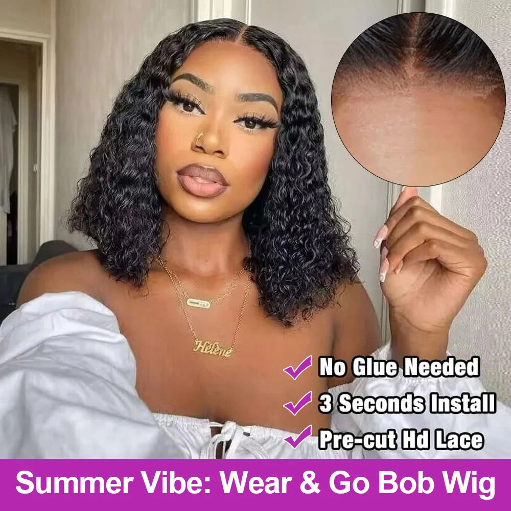 The Lush Curly Short Bob Deep Wave HD Lace Front Wig