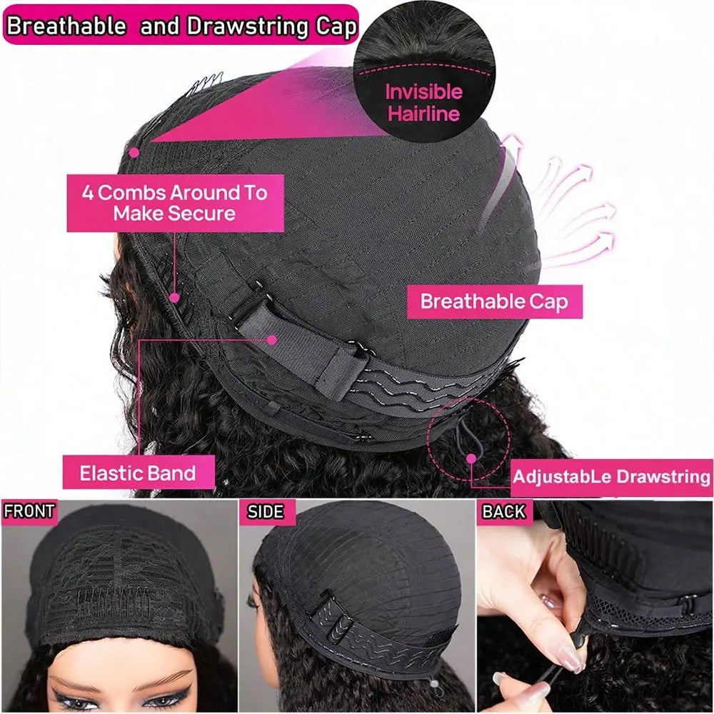 The Coil 3-in-1 Jerry Curly Headband & Half Wig 100% Brazilian Remy Human Hair
