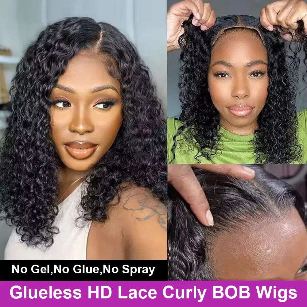 The Ripple Glueless Curly Short Bob Deep Water Wave HD Lace Front Wig