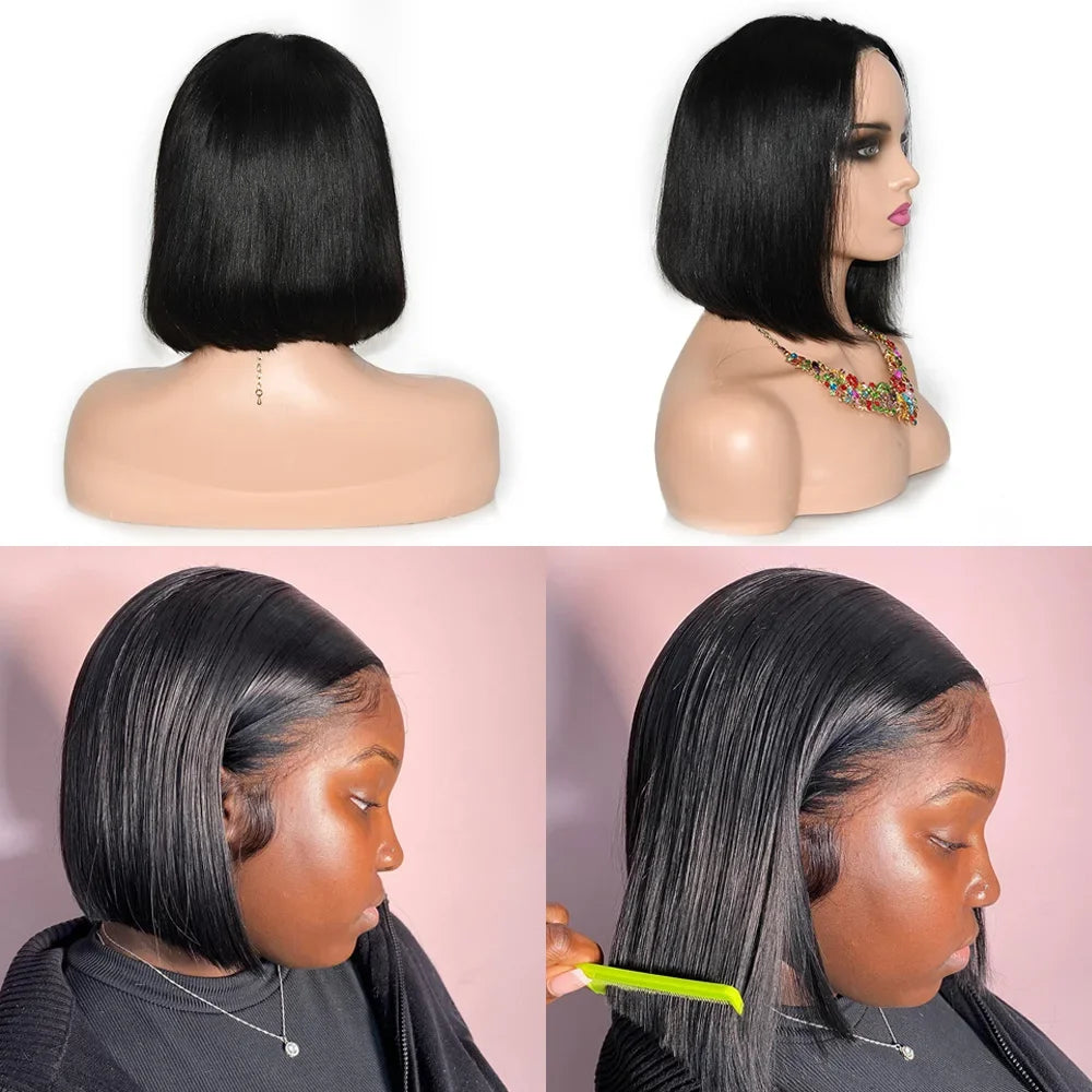 The Muse Glueless Straight Short Bob Pre Cut Lace Front Wig