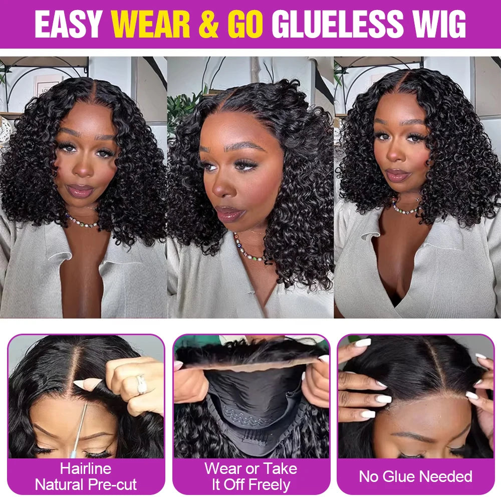 The Ripple Glueless Curly Short Bob Deep Water Wave HD Lace Front Wig