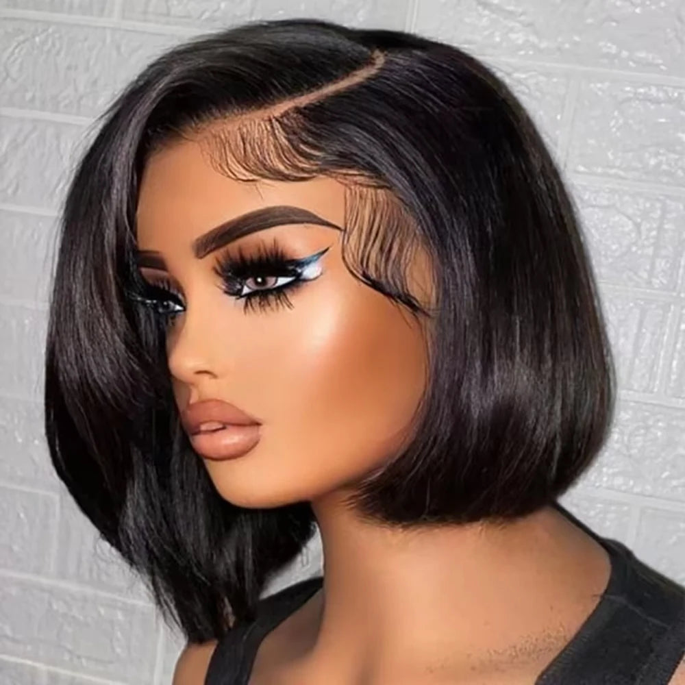 The Lux Straight 250% Density Short Bob HD Lace Front Wig
