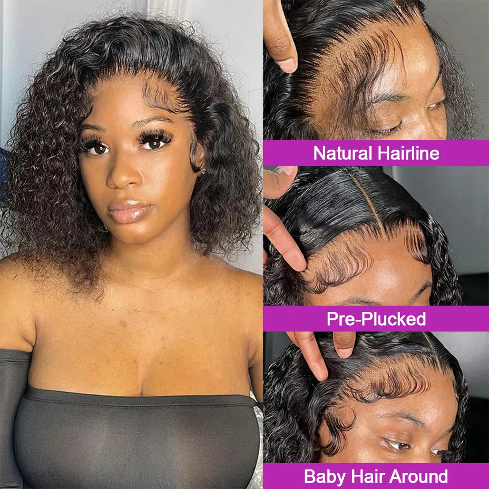 The Lush Curly Short Bob Deep Wave HD Lace Front Wig
