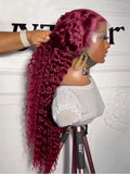 The Merlot 250% Density Burgundy 99J Deep Wave HD Lace Front Wig