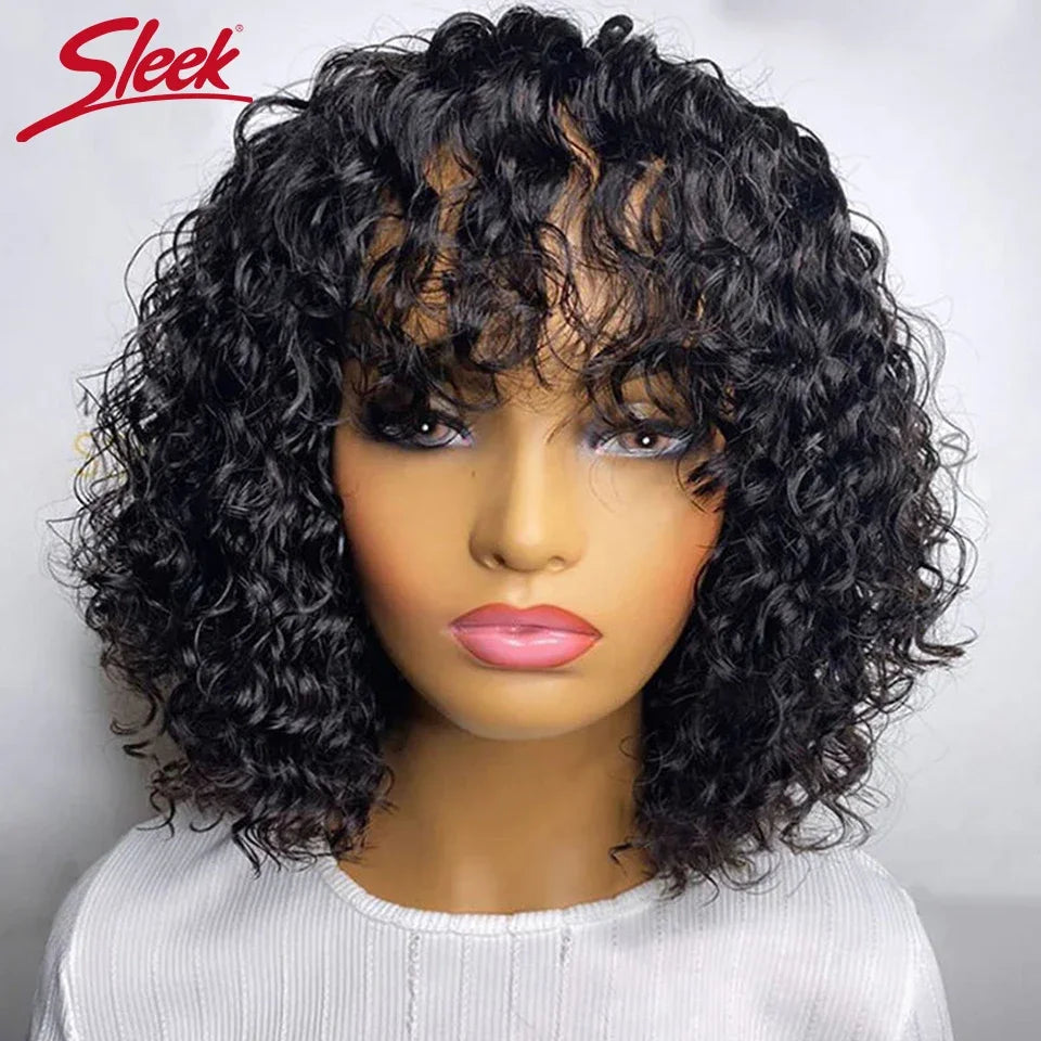 The Whimsy Short Pixie Bob Jerry Curly Highlight Human Hair Wig